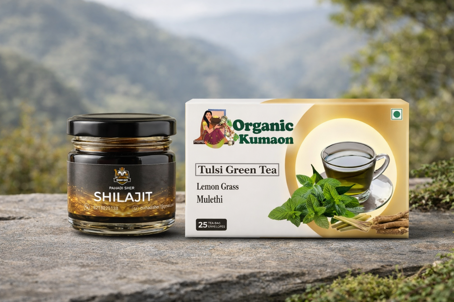 Pahadi Sher  Shilajit and Tulsi Green Tea Combo  (10 gm + 50 gm)