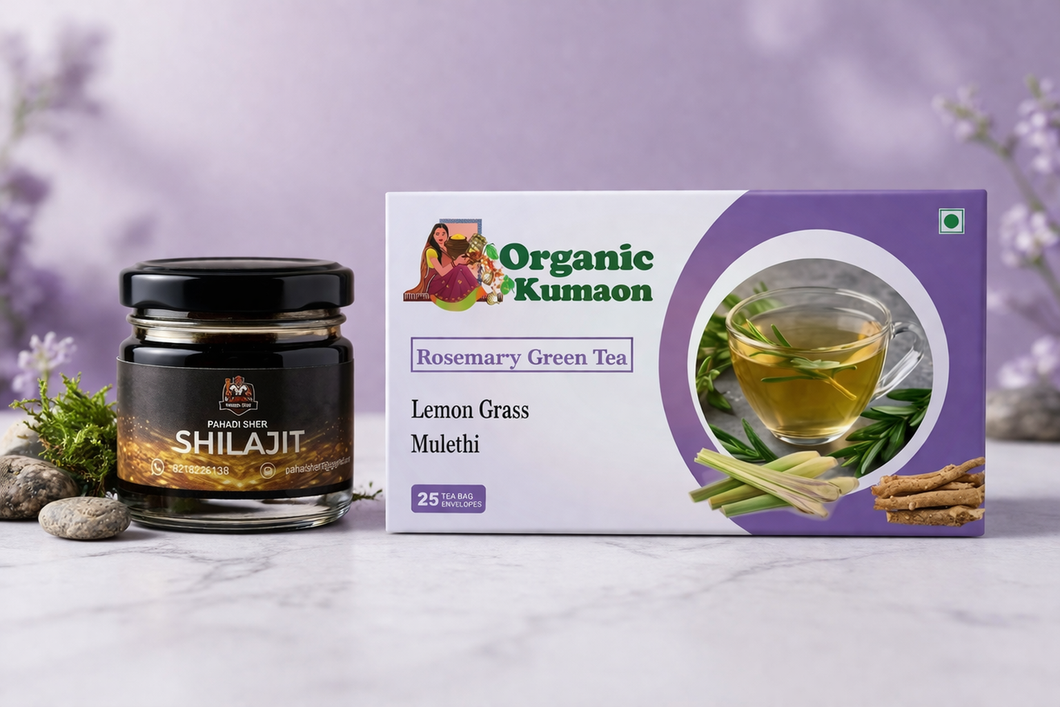 Pahadi Sher  Shilajit and Rosemary Green Tea Combo  (10 gm + 50 gm)