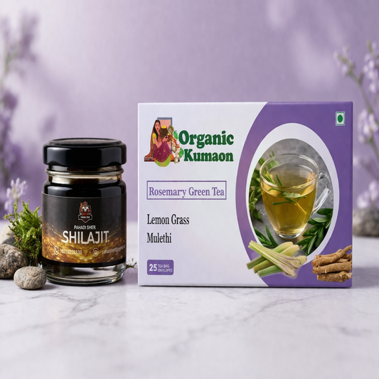 Pahadi Sher  Shilajit and Rosemary Green Tea Combo  (10 gm + 50 gm)